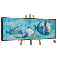 GEMÄLDE Reisende Fische Schattenfugenrahmen schwarz 120x40 cm - Schwarz, Holz (120/40cm) - YS-art gallery