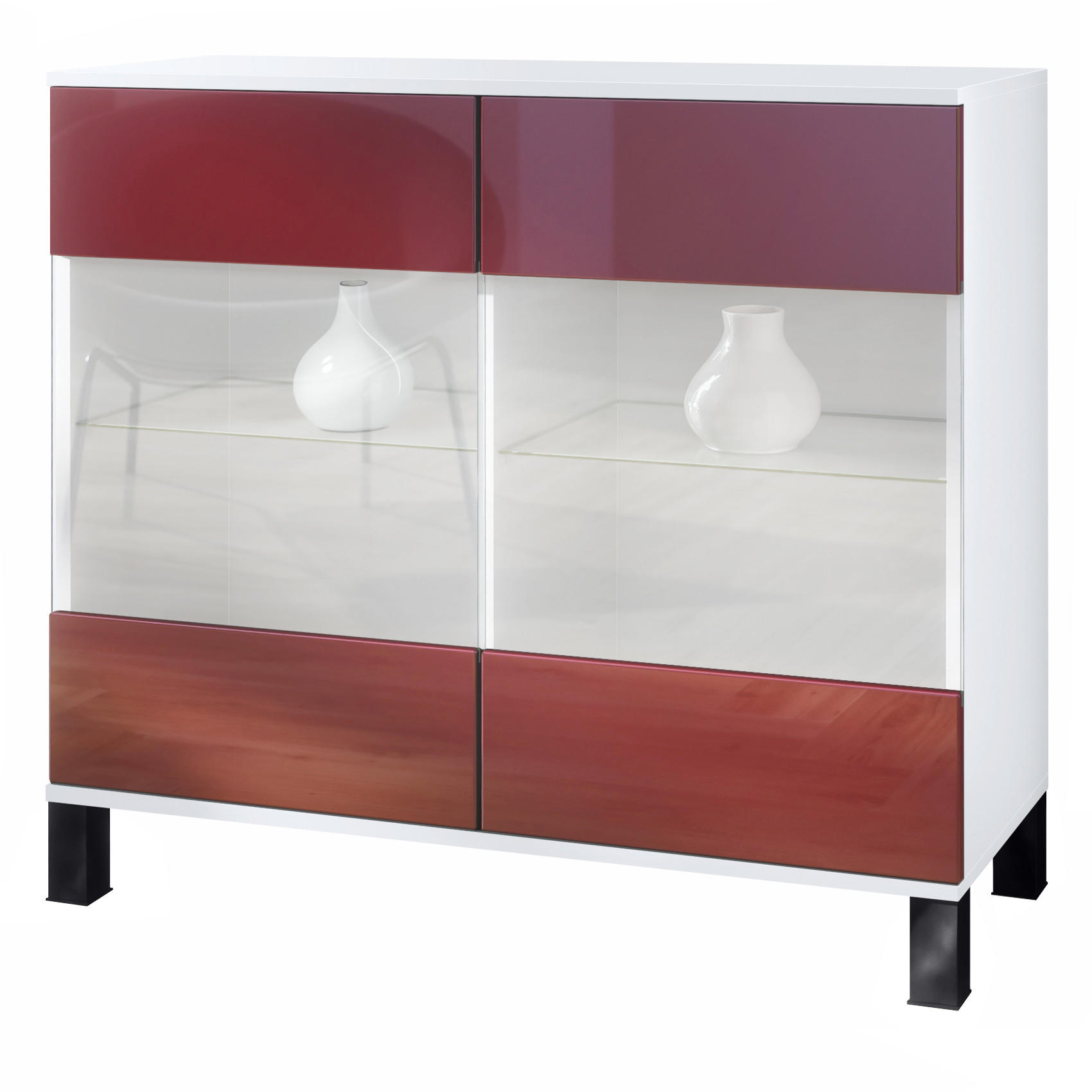 KOMMODE Bari Bordeaux Hochglanz - Bordeaux, Holzwerkstoff (92.5/84.5/35cm) - Vladon