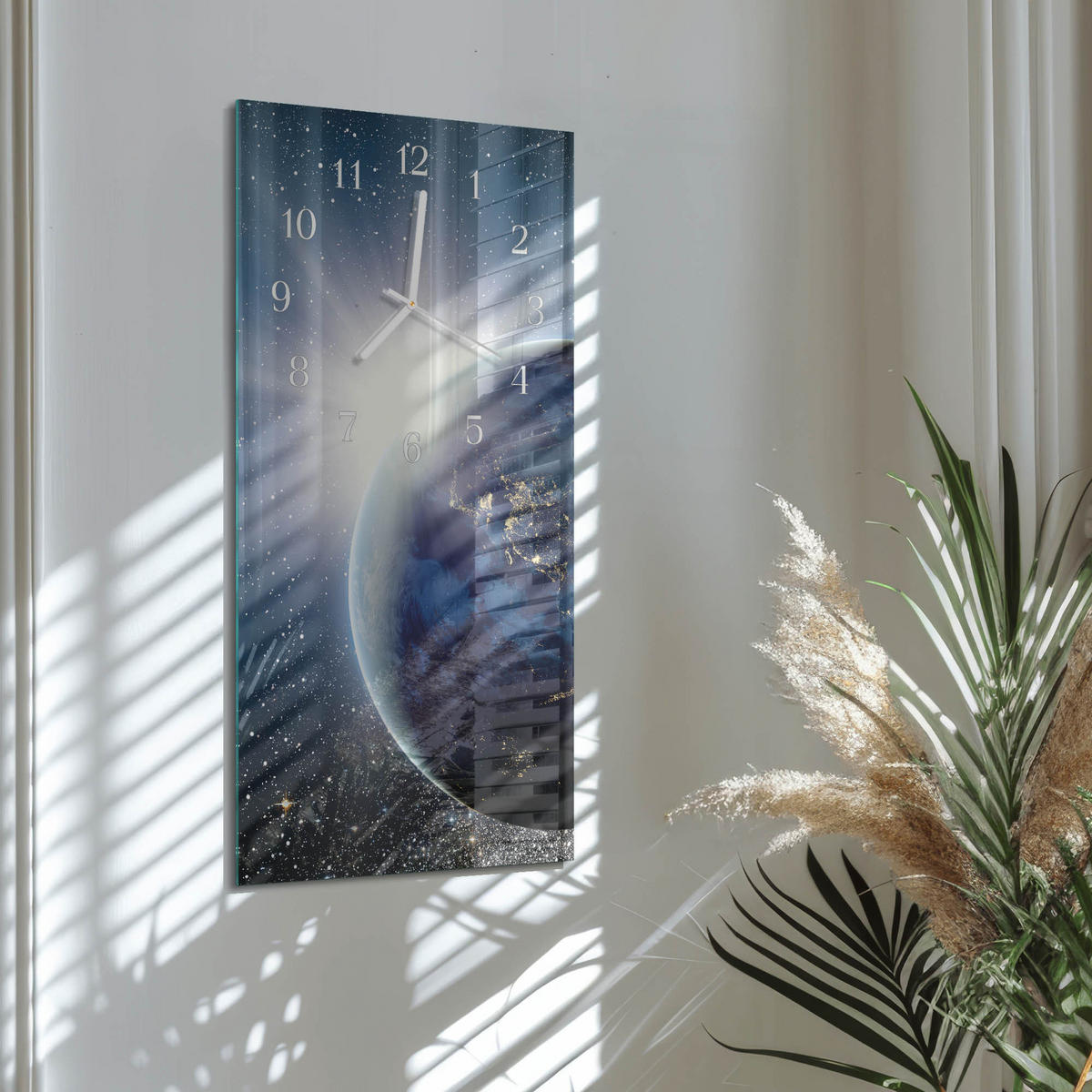 WANDUHR 30x60 cm - Frau - Blau, Glas (30/60/0.4cm) - TULUP