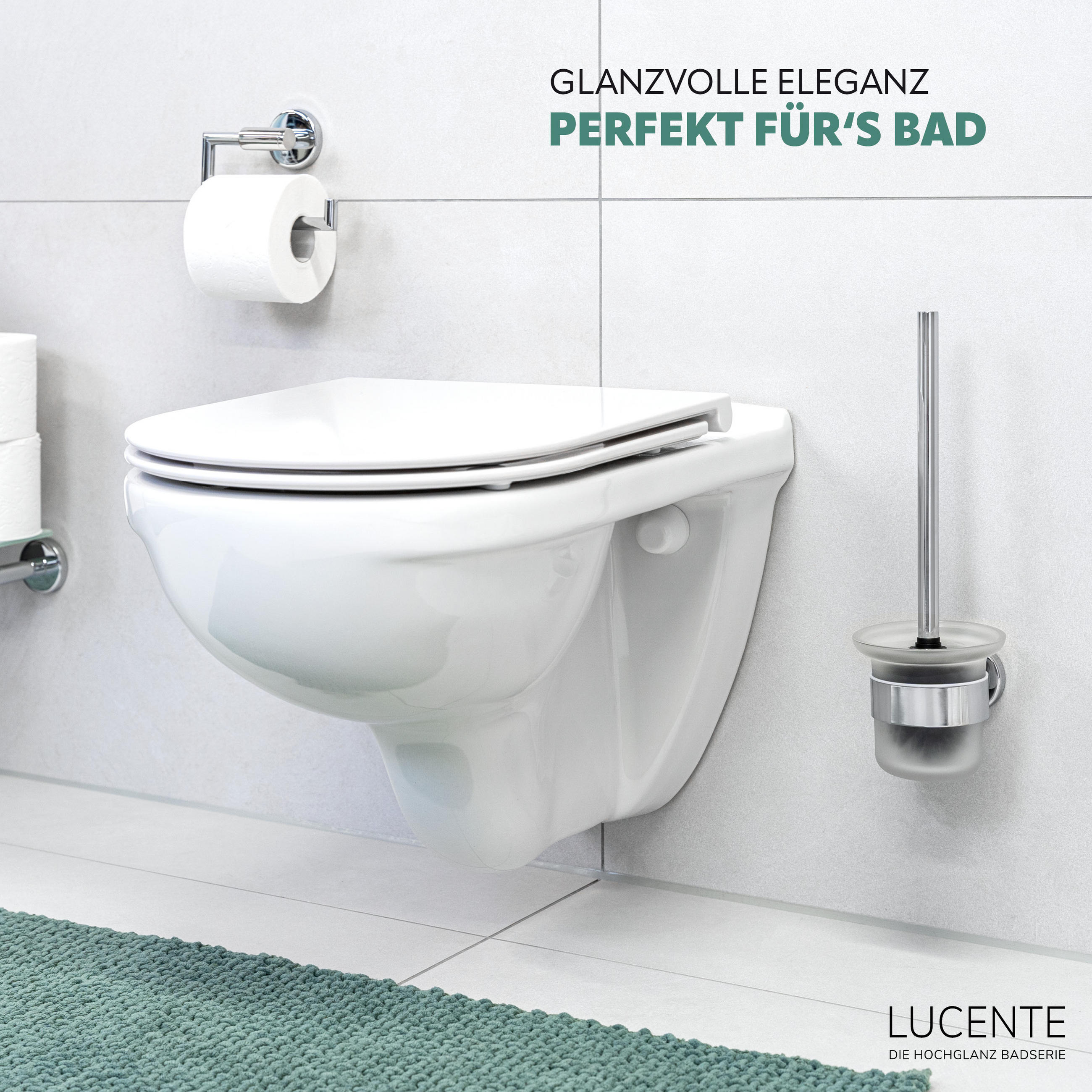 BADEZIMMER-ZUBEHÖR-SET LUCENTE 2tlg., Edelstahl, matt - Chromfarben, Metall (15.5/11/6cm) - bremermann