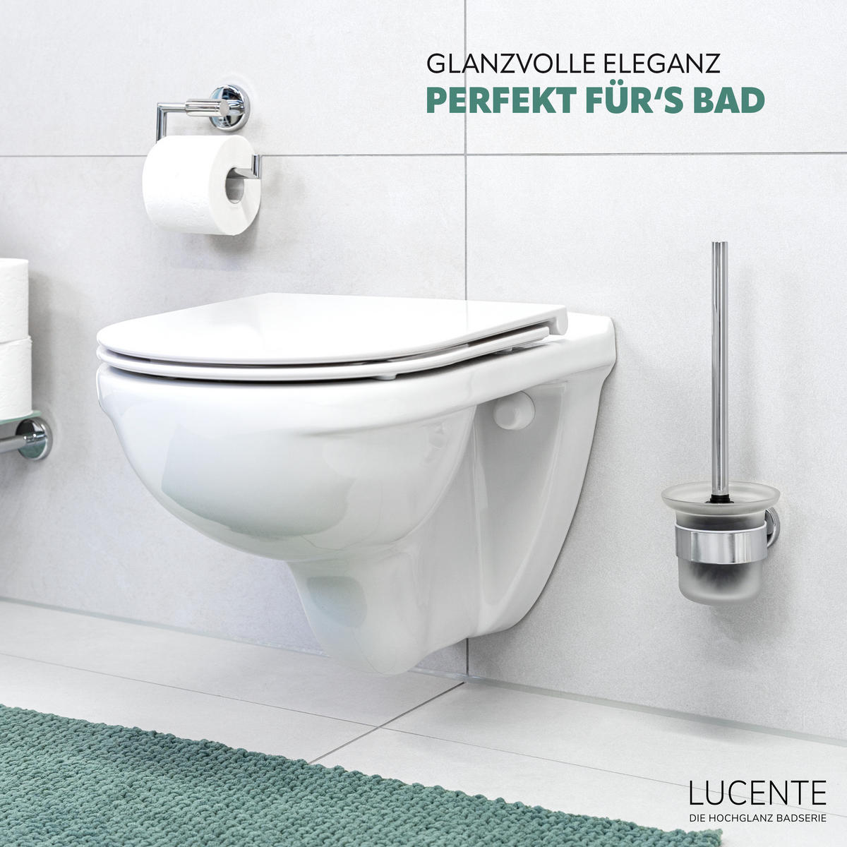 BADEZIMMER-ZUBEHÖR-SET LUCENTE 2tlg., Edelstahl, matt - Chromfarben, Metall (15.5/11/6cm) - bremermann