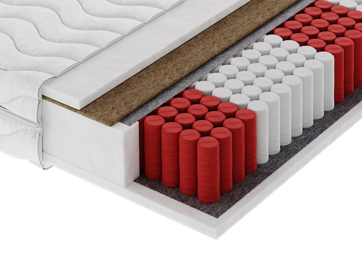 TASCHENFEDERKERNMATRATZE CORANTO MULTI Multipocket 140x200, H3/H4, Höhe ca.: 19 cm - Weiß, Textil (140/200cm) - MASSENO