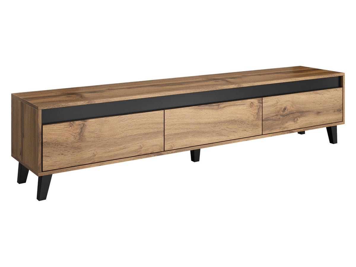 TV-ELEMENT Nord - Eiche Wotan/Schwarz, Holzwerkstoff/Kunststoff (185/42/38cm) - MIRJAN24