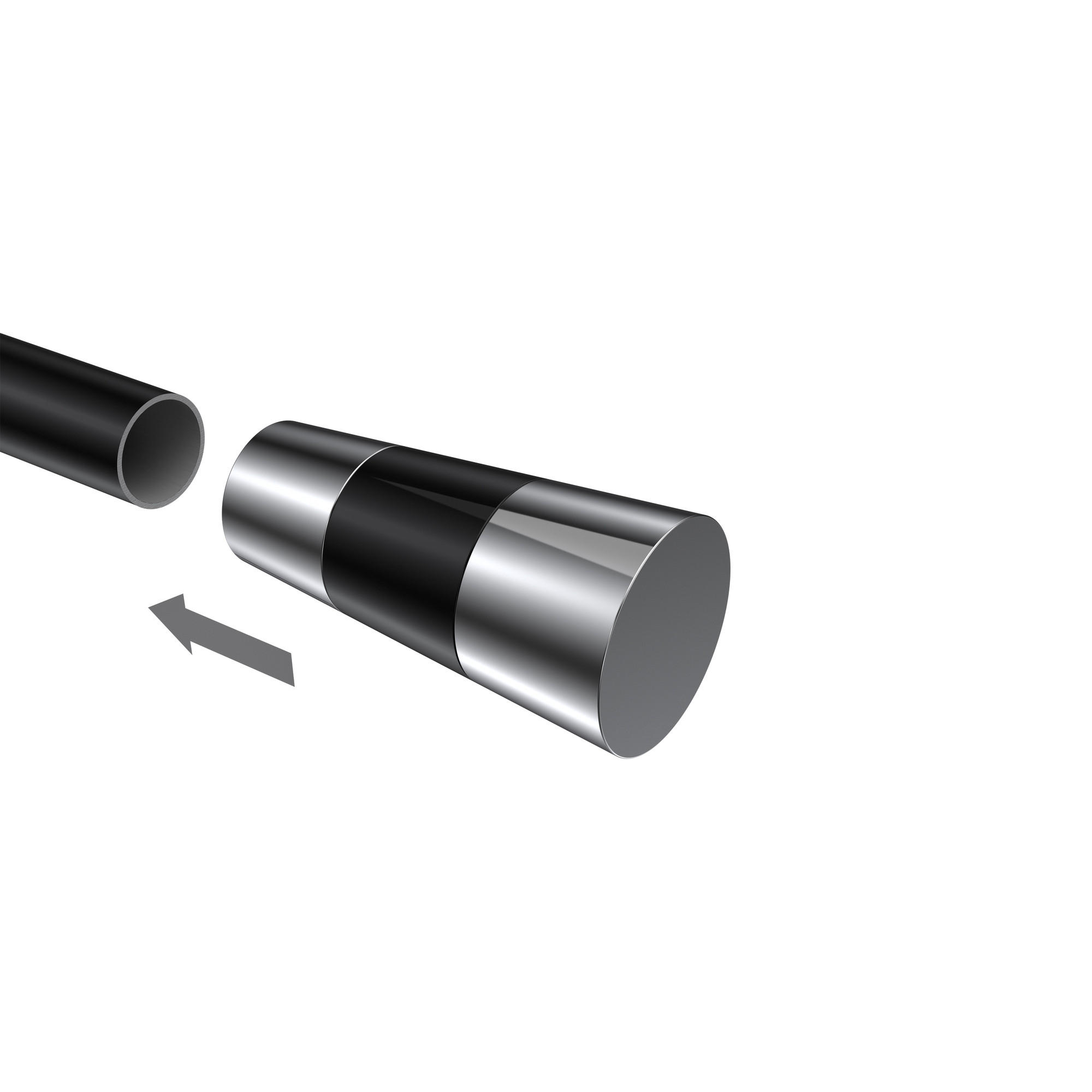 ENDSTÜCKE FÜR GARDINENSTANGEN 20 mm Ø, Tanara Chrom/Schwarz, Packung 2 Stück - Chromfarben/Schwarz, Metall (6.5/3.2/3.2cm) - INTERDECO