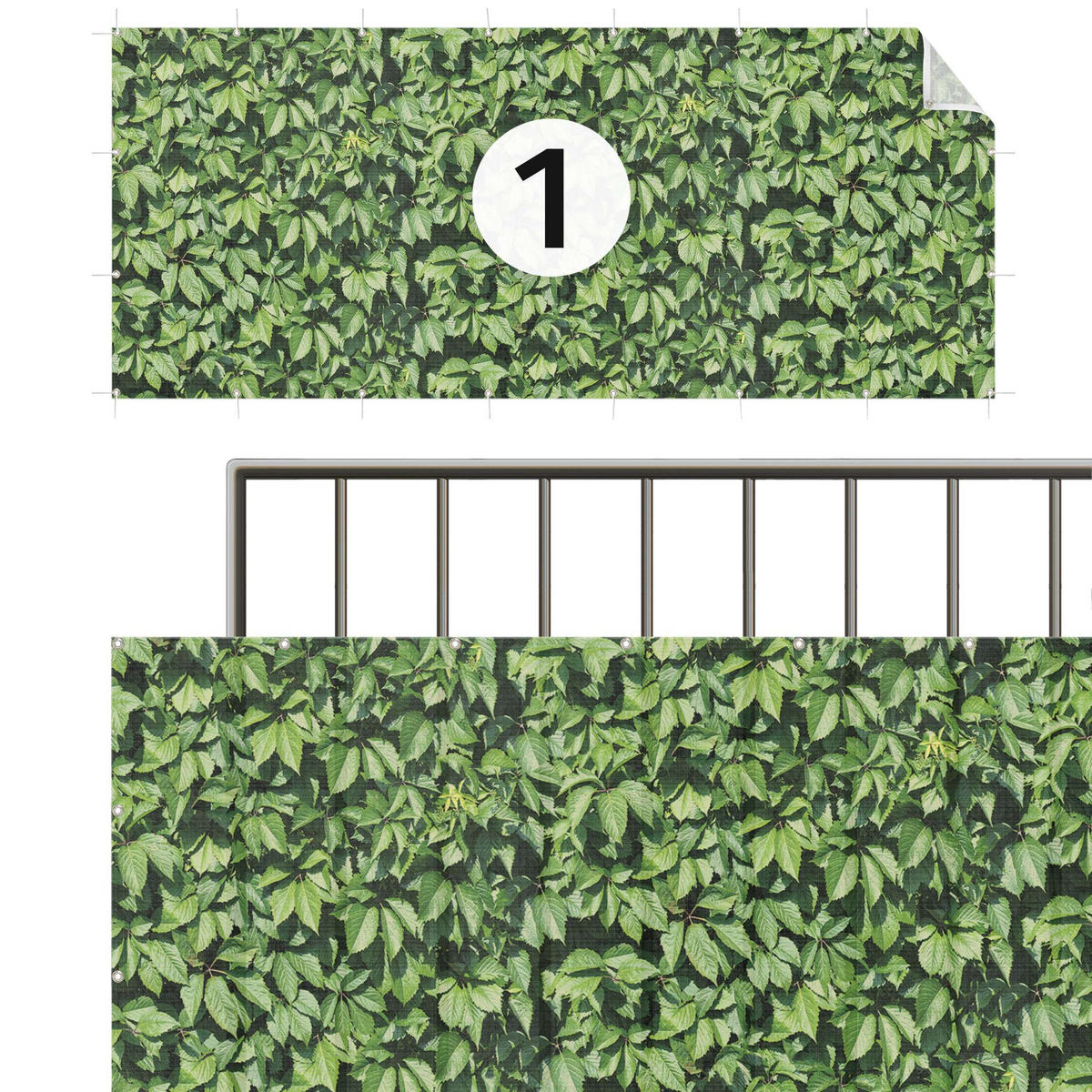 BALKON SICHTSCHUTZ Hecke 200/50 cm - Grün, Kunststoff (200/50cm) - Bilderwelten