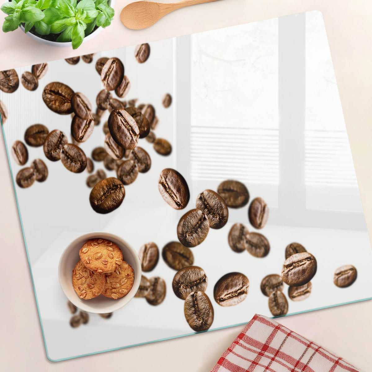 GLASPLATTE 60x52 cm Kaffeebohnen - Braun, Glas (60/0.4/52cm) - TULUP