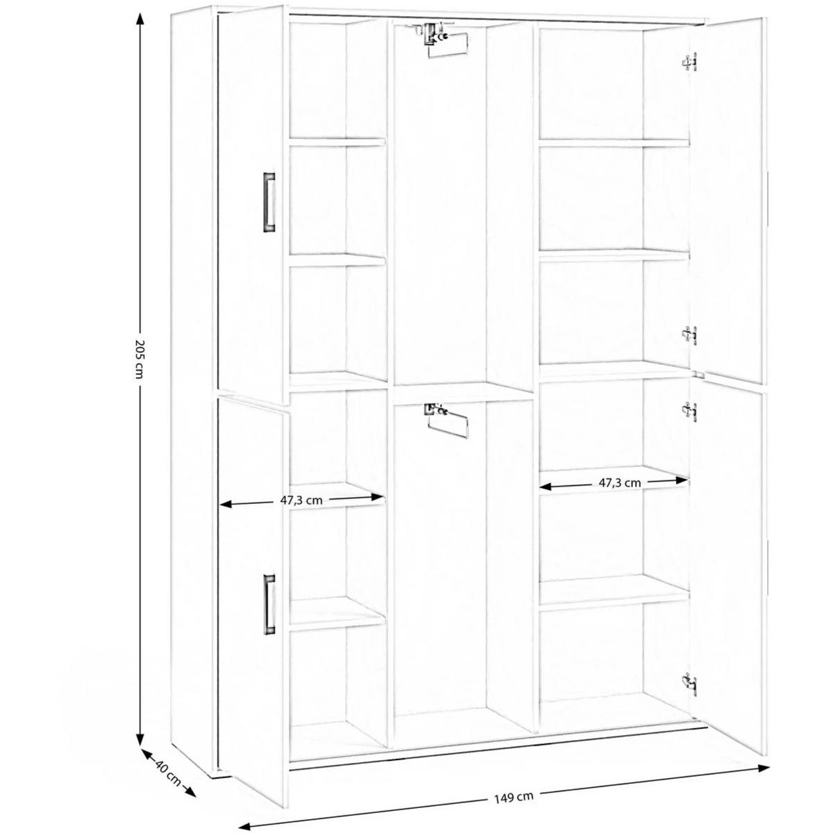 SCHWEBETÜRENSCHRANK Lano 150/205/40 cm 2-türig weiß - Weiß, Holzwerkstoff (150/205/40cm) - Beautysofa