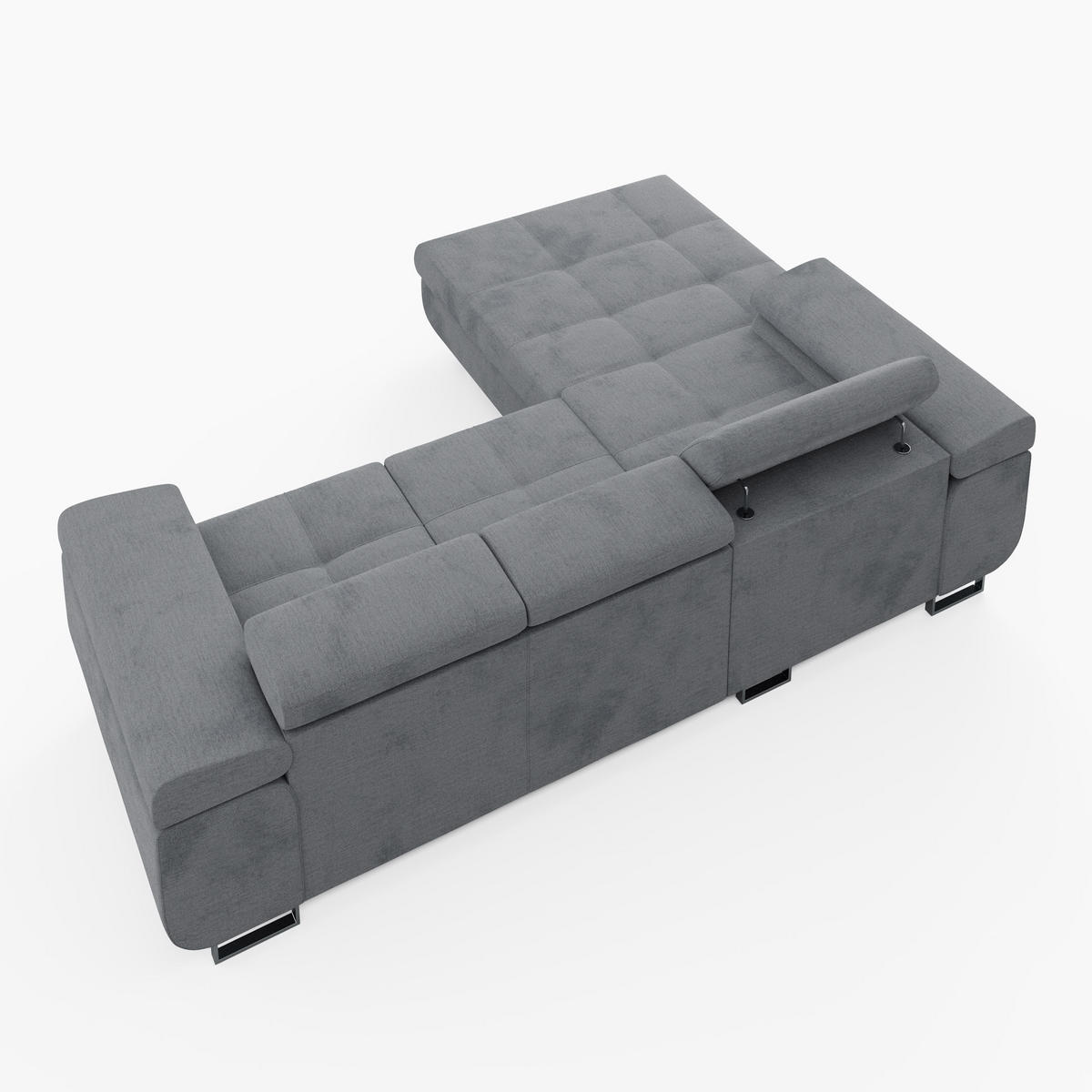 ECKSOFA VEMO CORE Links Dunkelbraun Velours-Stoff mit Schlaffunktion und Bettkasten - Dunkelbraun, Holz/Metall (280/205cm) - Barchello