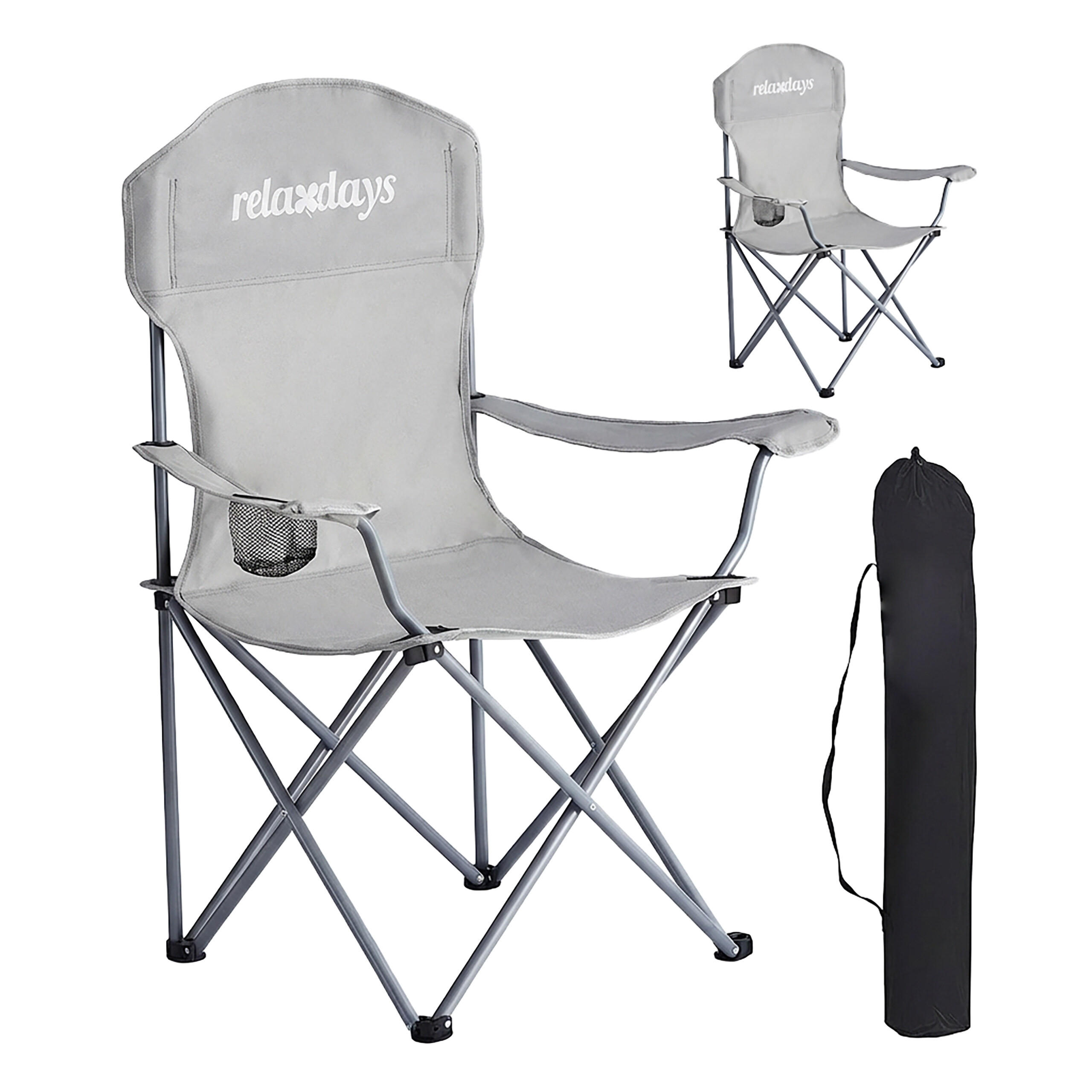 2XSKLÁDACÍ židle - šedá, kov/textil (81/97/54cm) - Relaxdays