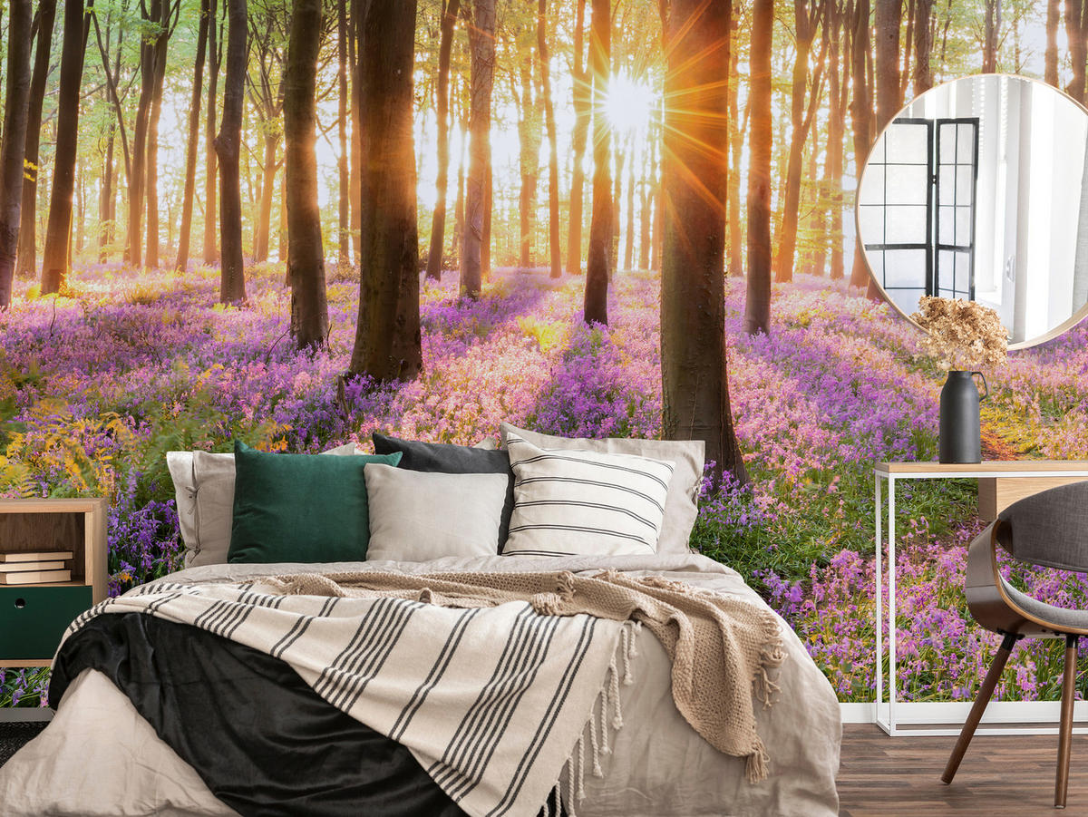 FOTOTAPETA Les Kvety Východ Slnka Krajina 3D 400 x 280 cm - oranžová/hnedá, papier (400/280cm) - Muralo