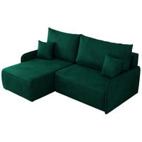ECKSCHLAFSOFA ARPA L Dunkelgrün Velvet - links - Dunkelgrün/Schwarz, Kunststoff/Textil (198/150cm) - MKS
