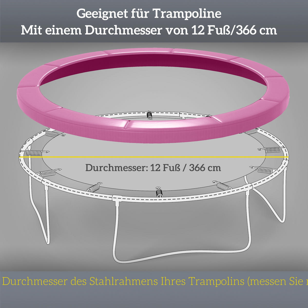 OKRAJOVÁ ochrana trampolíny z plastu, PE, růžová - růžová, plast (366/366cm) - SPORTNOW