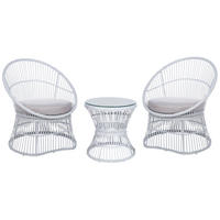 BALKONSET 2-Sitzer Rattan weiß Auflagen beige Mesyna - Beige/Weiß, Naturmaterialien/Textil - Beliani