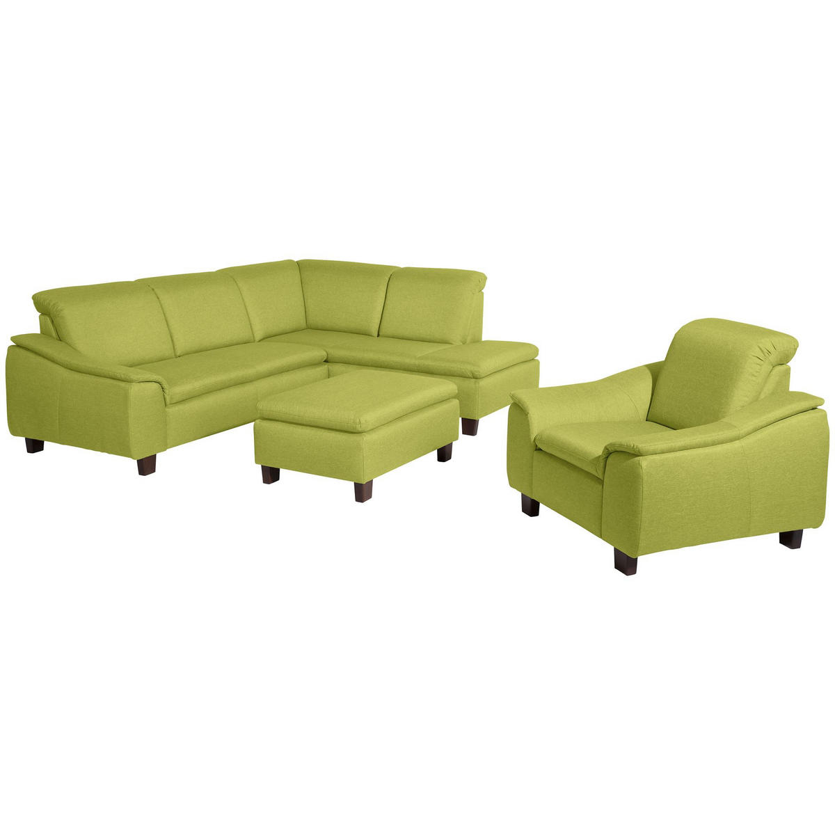 ECKSOFA mit Ottomane rechts Kaylil Flachgewebe apfel - Apfelbaumfarben, Kunststoff (187/247cm) - 58aufmkessel