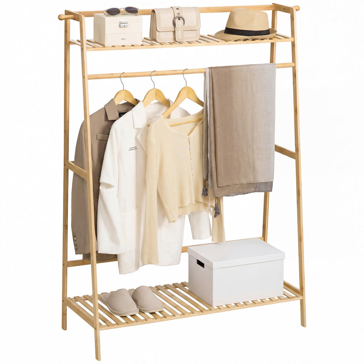 KLEIDERSTÄNDER aus Bambus 114/40/139 cm Naturholzfarbe - Naturfarben, Holz (114/139/40cm)