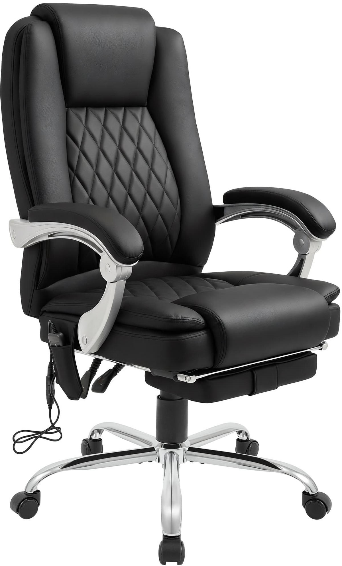 CHEFSESSEL Lederlook Schwarz - Chromfarben/Schwarz, Textil/Metall (67/110/70cm) - CLP