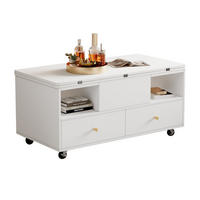 COUCHTISCH 100/50/47,5 cm Höhenverstellbar mit Klappfunktion und 4 Schubladen in Weiß - Weiß, Holzwerkstoff (100/50/47.5cm) - OKWISH