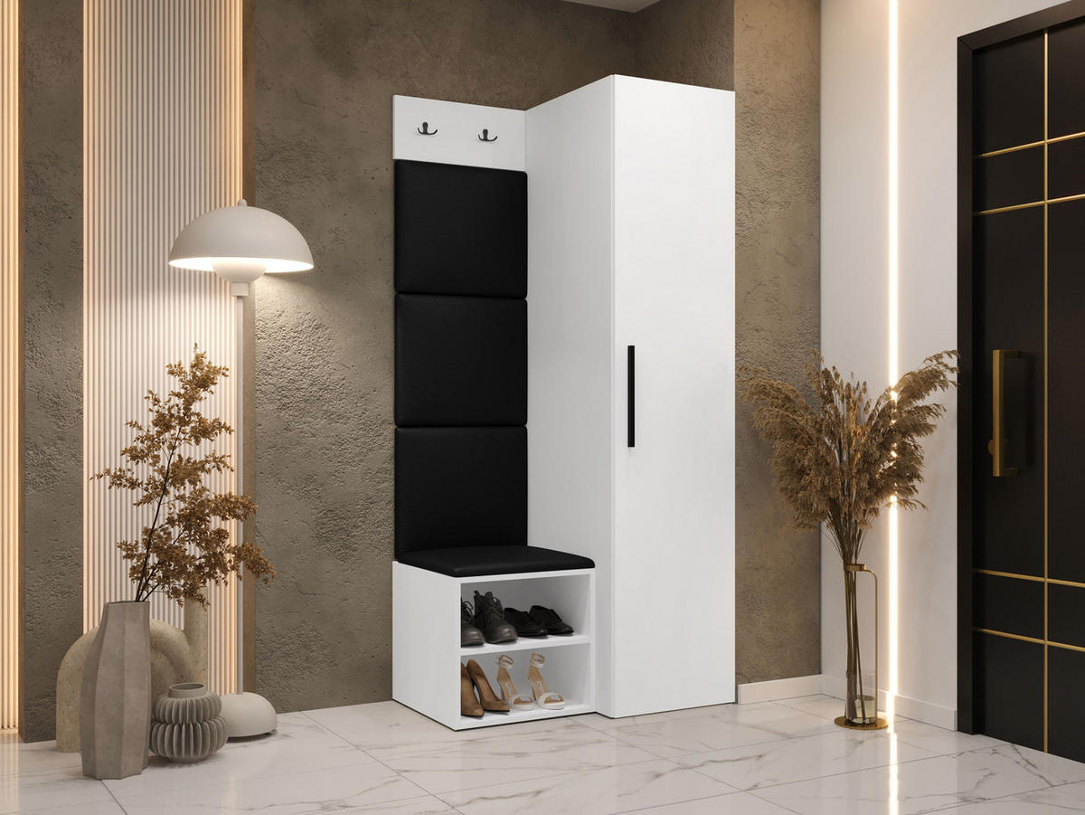 GARDEROBEN-SET Medi III - Schwarz/Weiß, Holzwerkstoff/Kunststoff (40/191/50cm) - MIRJAN24