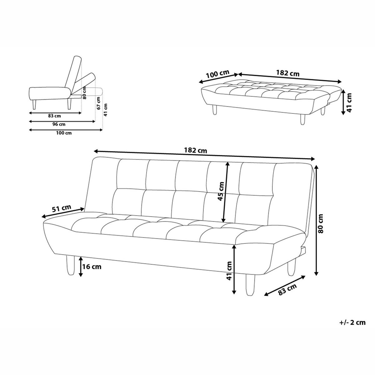 3-SITZER-SCHLAFSOFA hellgrau Alsten - Hellbraun/Grau, Textil (182/83cm) - Beliani