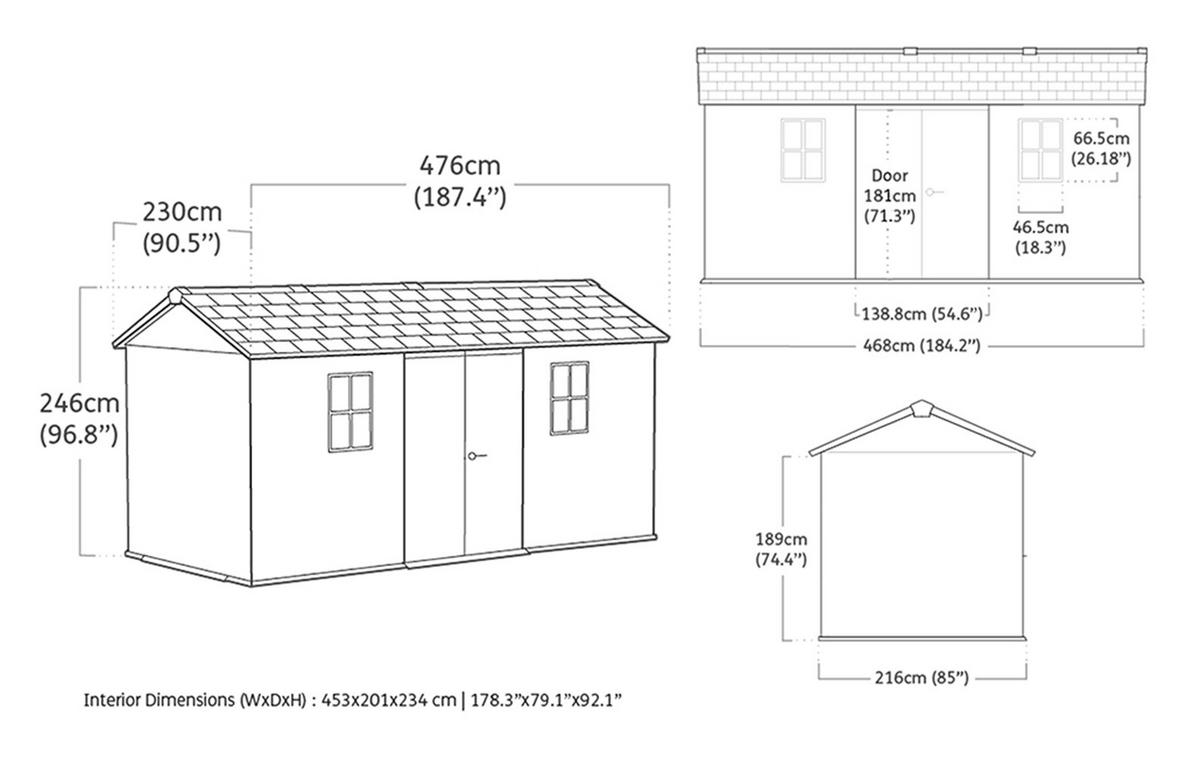GARTENHAUS Newton - Grau, Kunststoff (476/246/230cm) - Keter
