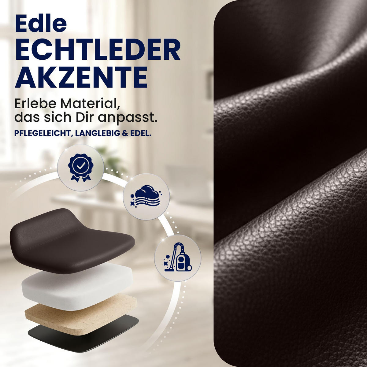 CHEFSESSEL Echtleder Braun - Chromfarben/Braun, Leder/Metall (69/118/64cm) - CLP