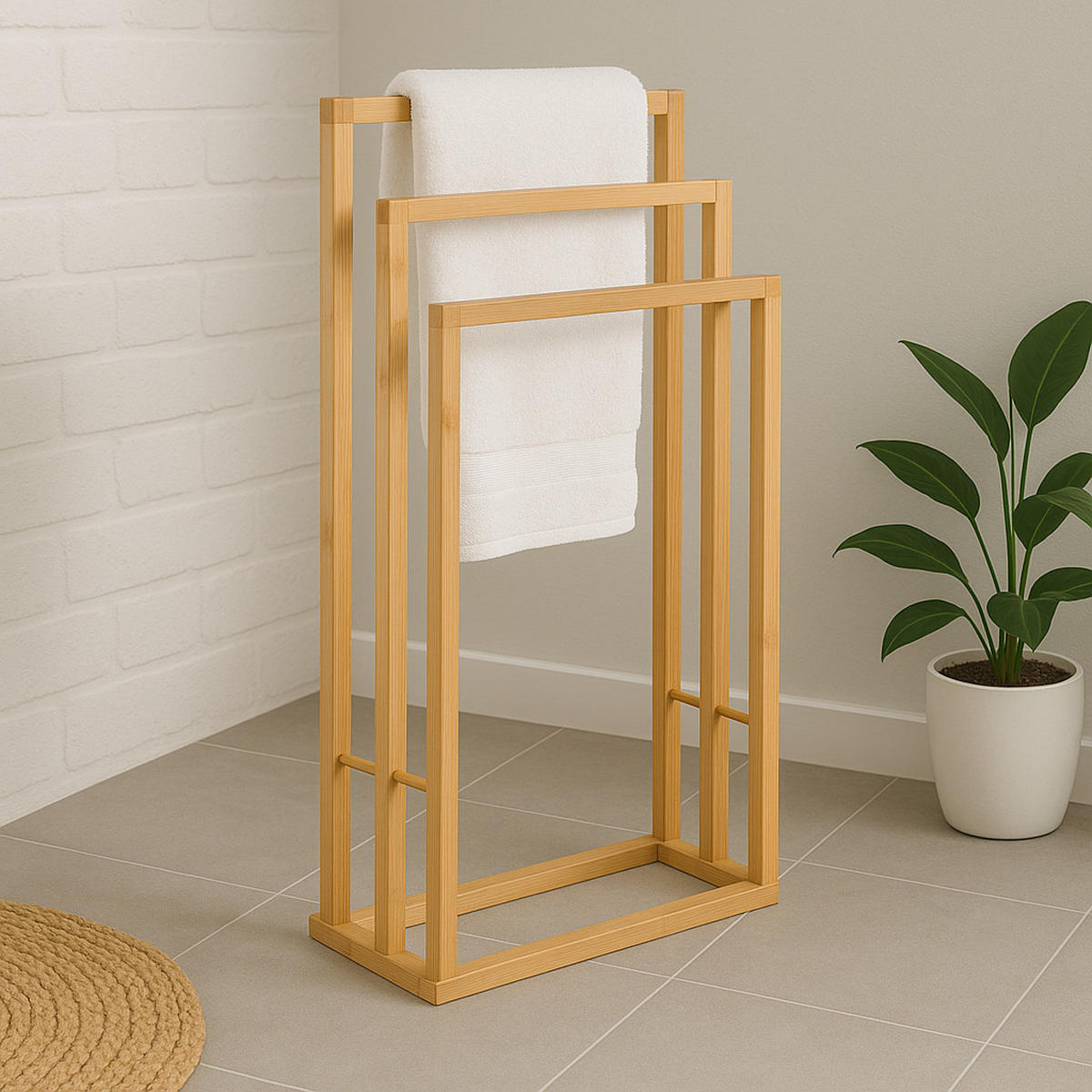 HANDTUCHSTÄNDER Bambus Natur 81,5x42x24 cm - Naturfarben, Holz (42/81.5/24cm) - Begryf