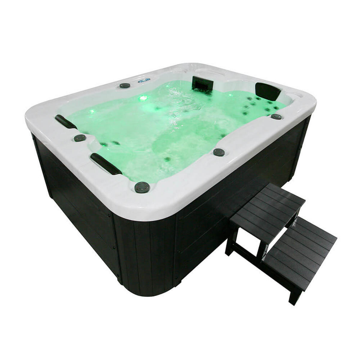OUTDOOR Whirlpool WHITE MARBLE PURE - 210 x 160 cm für 3 Personen - Anthrazit, Kunststoff (160/80/210cm) - Home Deluxe