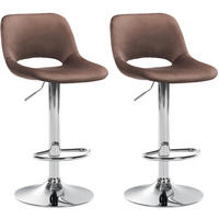 BARHOCKER 2er Set Samt braun - Chromfarben/Braun, Textil/Metall (42/86/46cm) - CLP