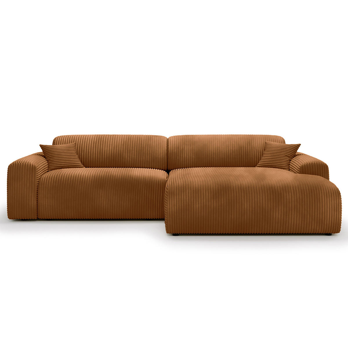 ECKSOFA mit Longchair - Cord - Schwarz/Braun, Kunststoff/Textil (284/178cm) - home24