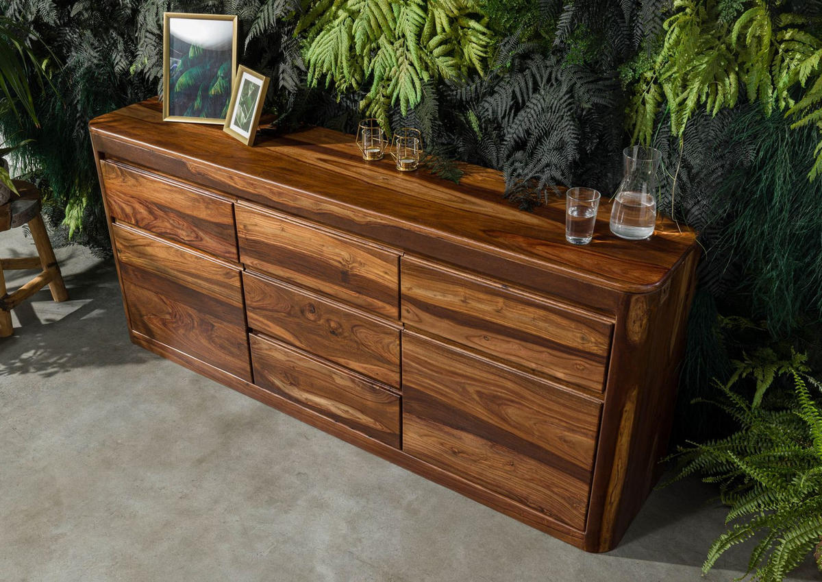 SIDEBOARD Sheesham 185x40x80 walnuss gewachst TORONTO #202 - Walnussfarben, Holzwerkstoff (185/80/40cm)