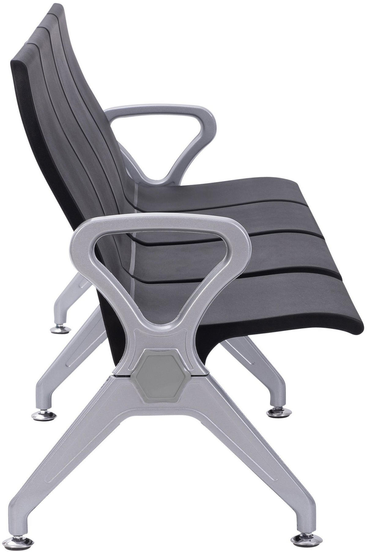 WARTEBANK Erik 4-Sitzer 228x59x89cm Kunststoff Schwarz Sitzbank - Schwarz, Kunststoff (228/89/59cm) - DELUKE