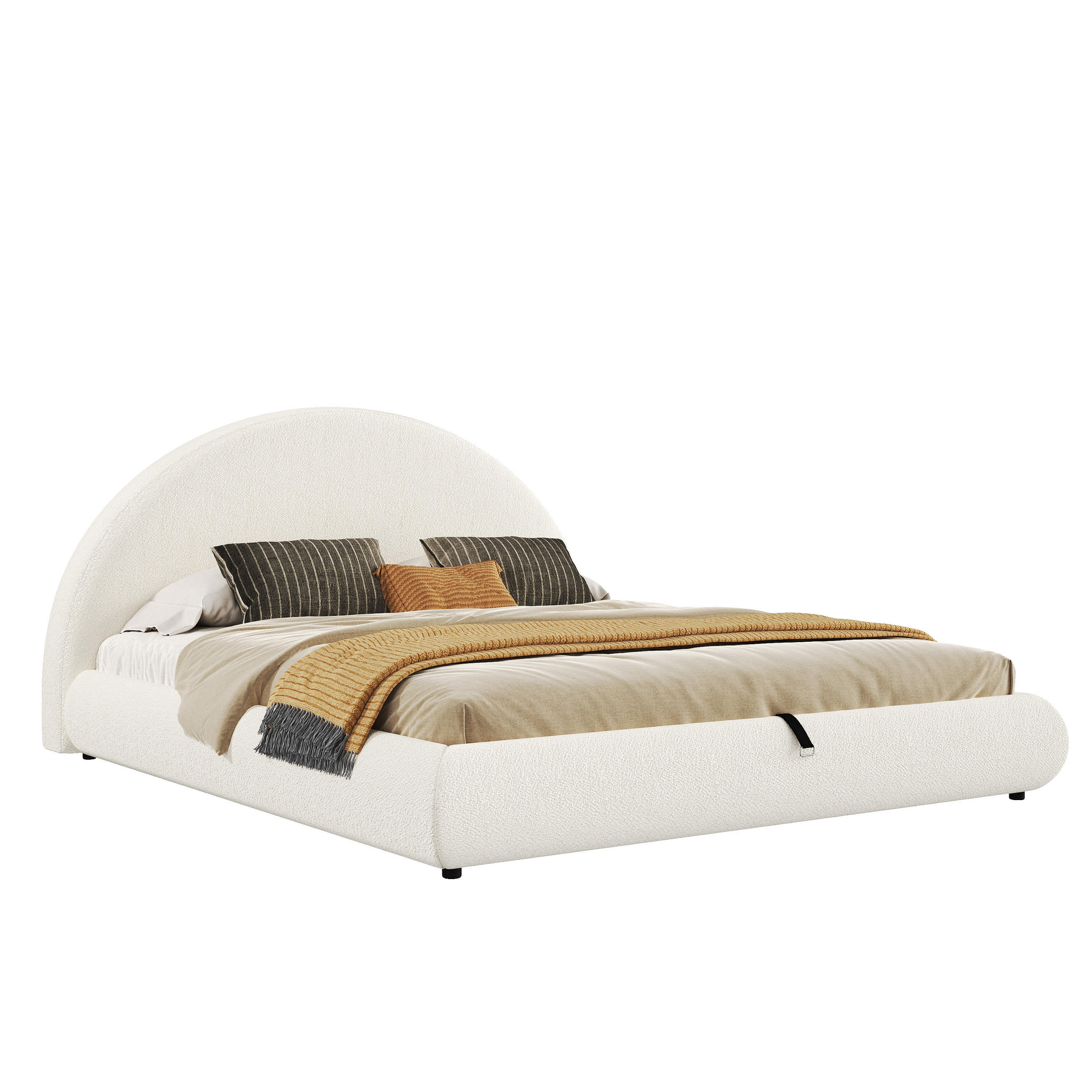 POLSTERBETT 180/200 cm in Weiß mit Bettkasten Bouclé Design - Beige, Holzwerkstoff/Textil (180/200cm) - STILVORA