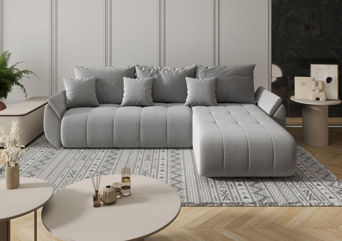 ECKSOFA mit Schlaffunktion TOKYO Wind 21 - Braun/Grau, Textil (280/185cm) - Bedante