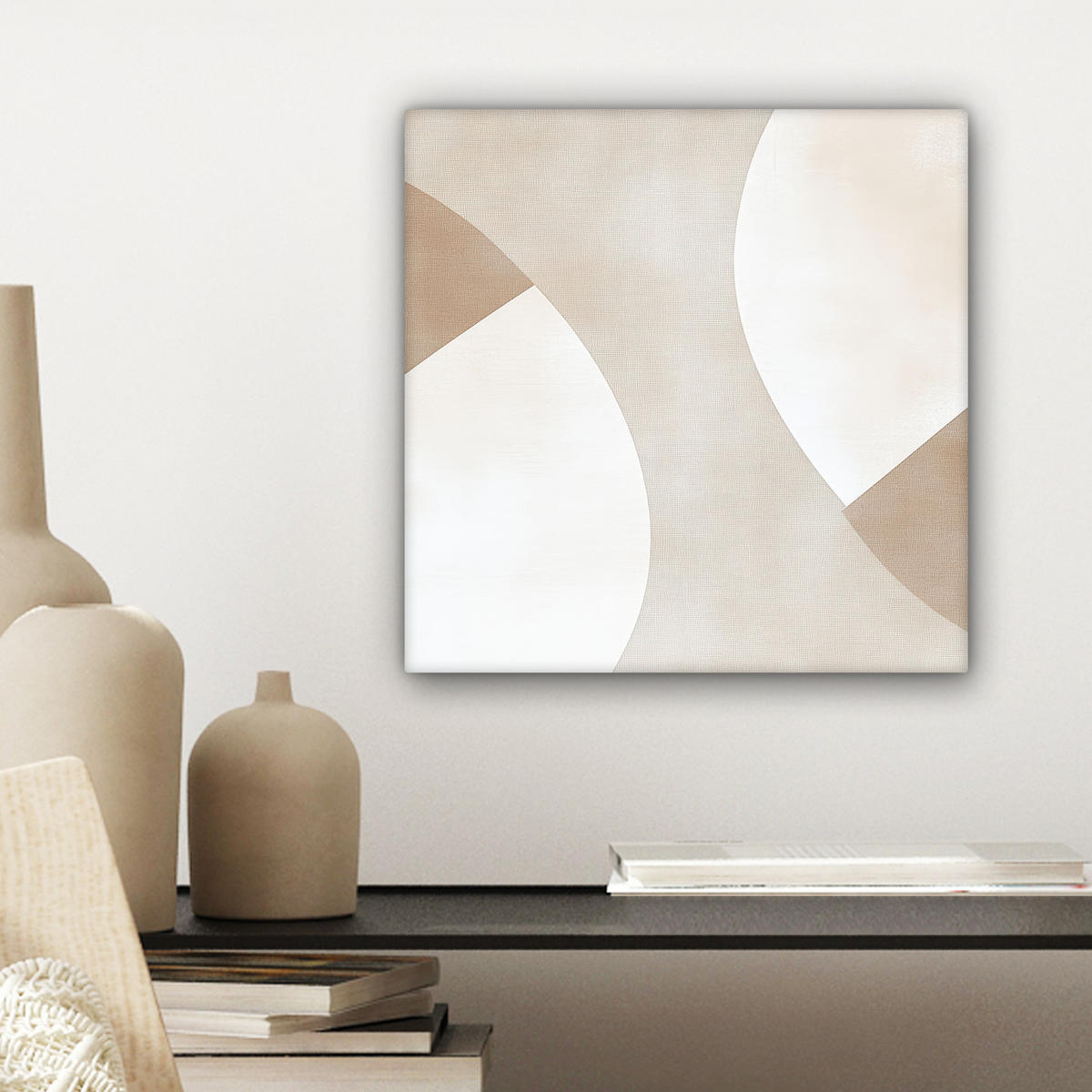 LEINWANDBILD Braun - Japandi - Abstrakt Deko Wohnzimmer 20x20 cm - Beige, Textil (20/20cm) - MuchoWow
