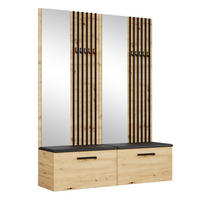 GARDEROBENSCHRANK MODULO 161,2/204/40 cm Modern Garderobe-Set Eiche Artisan - Schwarz/Eiche Artisan, Holzwerkstoff (161.2/204/40cm) - MASSENO