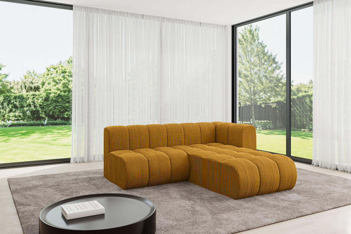 ECKSOFA modulares Sofa Darnel-L1 - 205x177x70 cm Senfgelb - Currygelb, Holzwerkstoff/Textil (205/177cm) - ALTDECOR