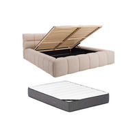 BETT mit Bettkasten - 2 Personen - Stoff - Beige - - Beige, Textil (200/200cm) - Vente-Unique