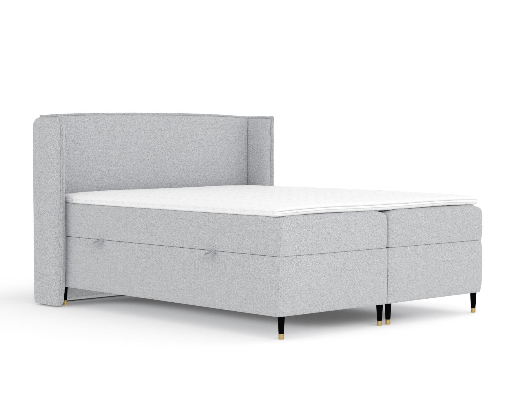 BOXSPRINGBETT Segni Hellgrau 160/200 cm mit Matratze und Topper - Hellgrau/Schwarz, Holz/Holzwerkstoff (160/200cm) - Maison de Reve