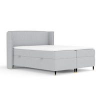 BOXSPRINGBETT Segni Hellgrau 160/200 cm mit Matratze und Topper - Hellgrau/Schwarz, Holz/Holzwerkstoff (160/200cm) - Maison de Reve