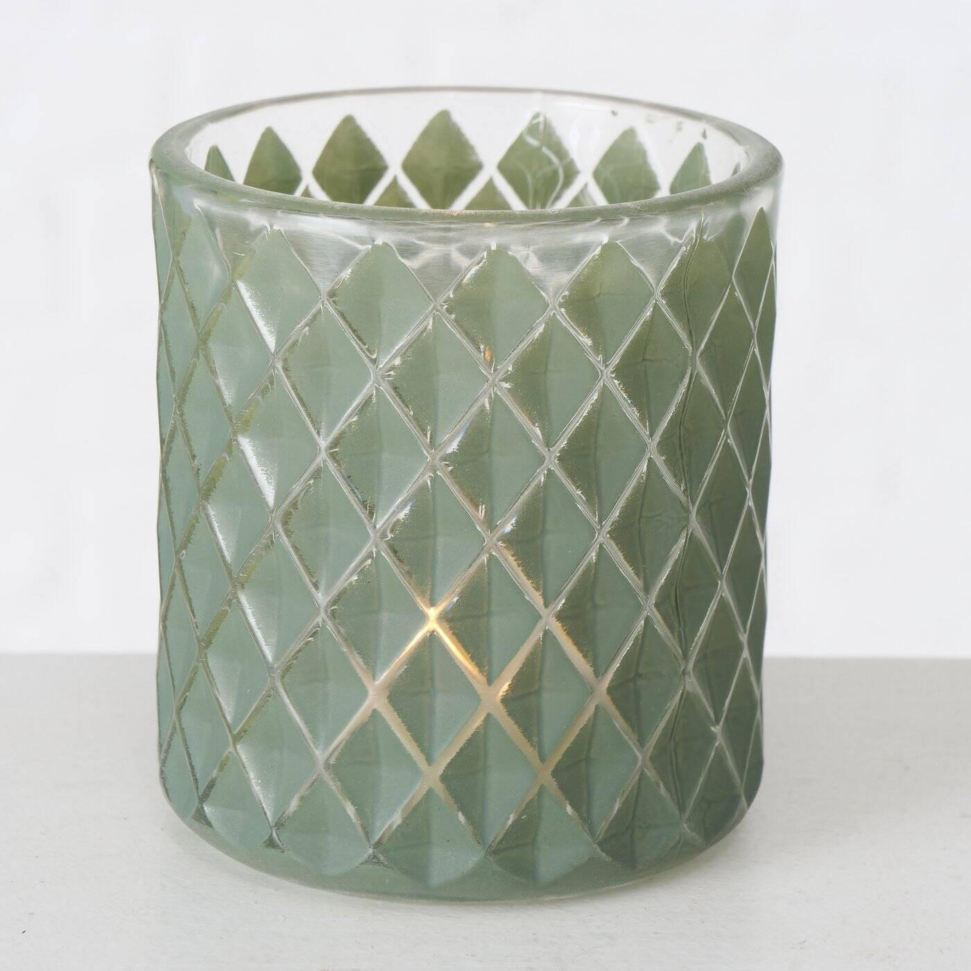 KERZENHALTER Dustin Mosaik Ø 8 cm - Grün, Glas (8/9/8cm) - Boltze Home
