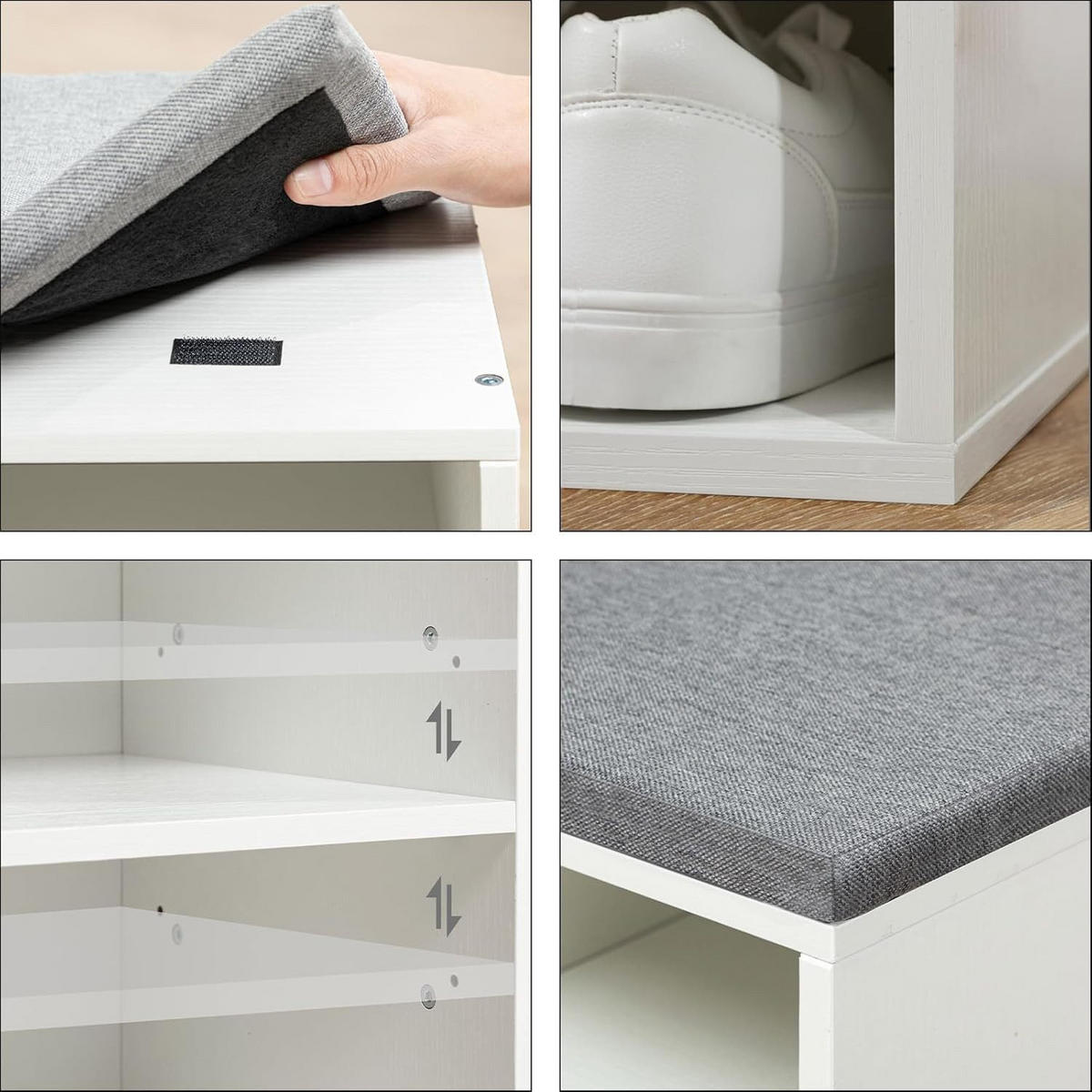 SCHUHREGAL Set Weiß Holz Wandgarderobe - Weiß, Holz (30/48/104cm) - Hoobro