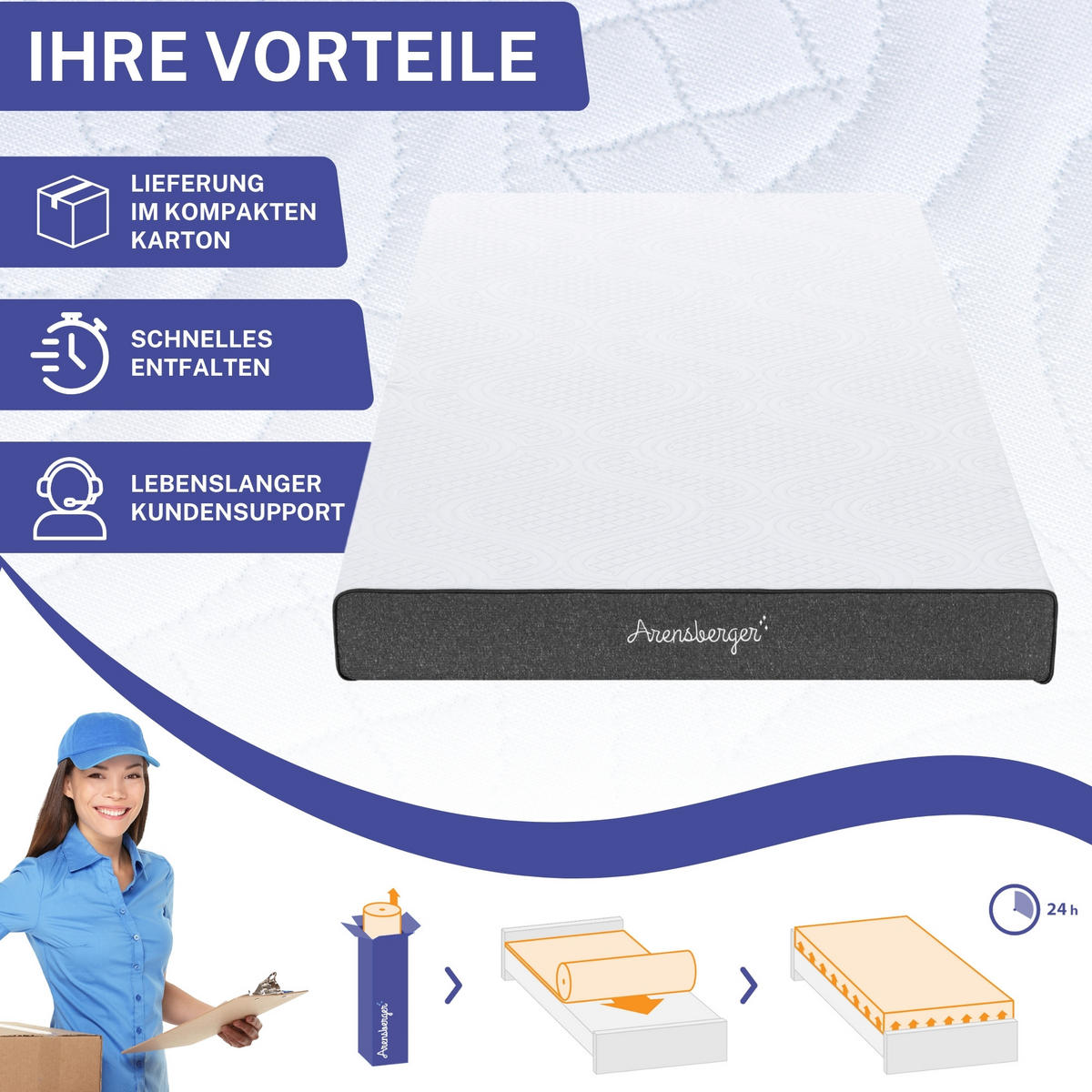 GELSCHAUM Matratze ANNA – 13 cm 100x200cm - Grau, Textil (80/200cm) - Arensberger