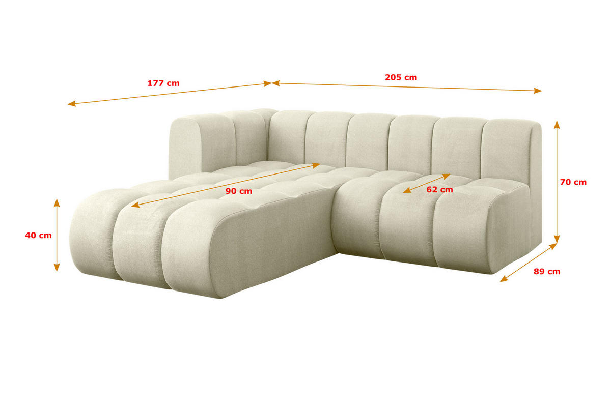 ECKSOFA modulares Sofa Darnel-L1 - 205x177x70 cm Beige - Beige, Holzwerkstoff/Textil (205/177cm) - ALTDECOR