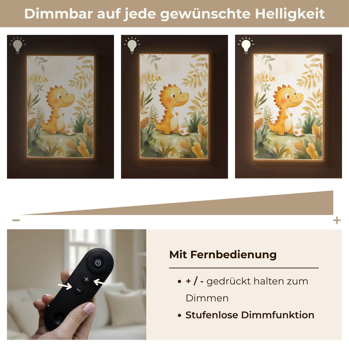 NACHTTISCHLAMPE MIT AKKU Dino - Fußball - Orange 60x90 cm - Beige, Holzwerkstoff (8/60/90cm) - OnlyWow
