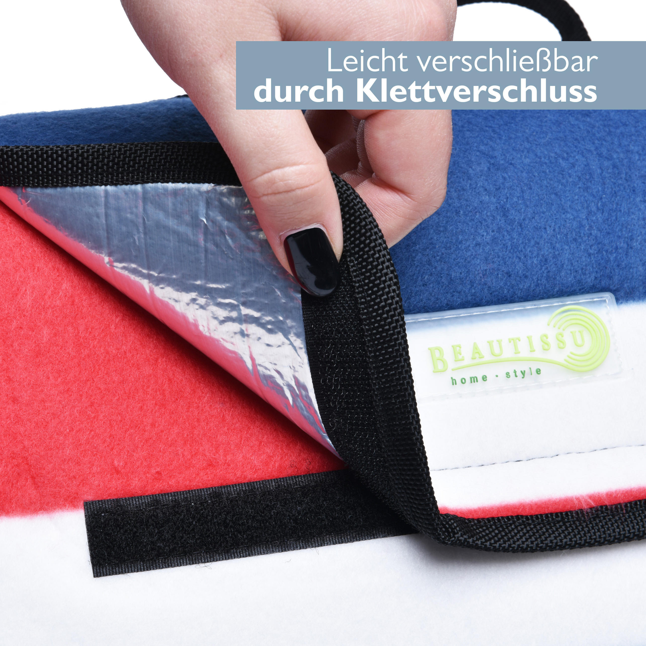 PICKNICKDECKE Bella SE 200x200cm Blau-Gestreift - Blau, Kunststoff/Textil (200/200cm) - Beautissu 