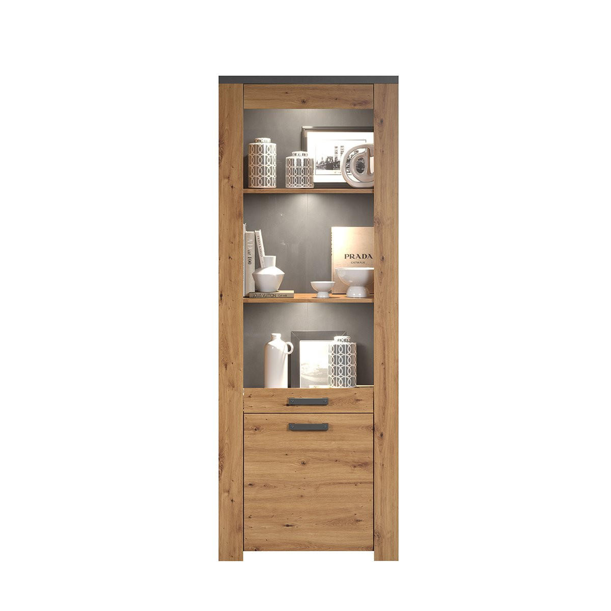 VITRINE Follow Eiche Dekor - Eichefarben, Holzwerkstoff (73/73/199cm) - Trendteam