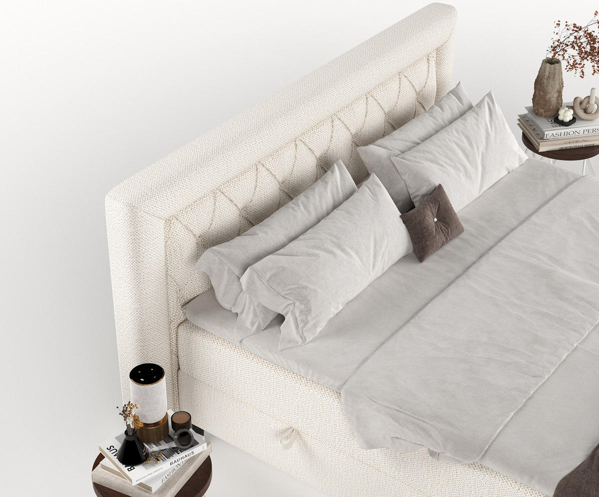 BOXBETT Avani Creme 160/200 cm - Creme/Schwarz, Holz/Holzwerkstoff (160/200cm) - Maison de Reve