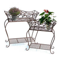 BLUMENSTÄNDER mit Korb 2er Set Metall Braun - Braun, Metall (58/66/23cm) - DanDiBo