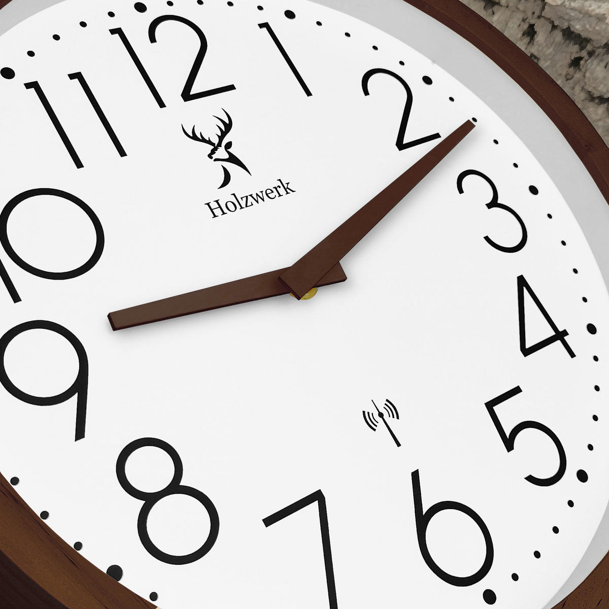 WANDUHR Holz Designer KRONBERG (FUNK) Loft Wand Uhr, braun, weiß - Dunkelbraun, Glas/Holz (30/30/4.2cm) - Holzwerk