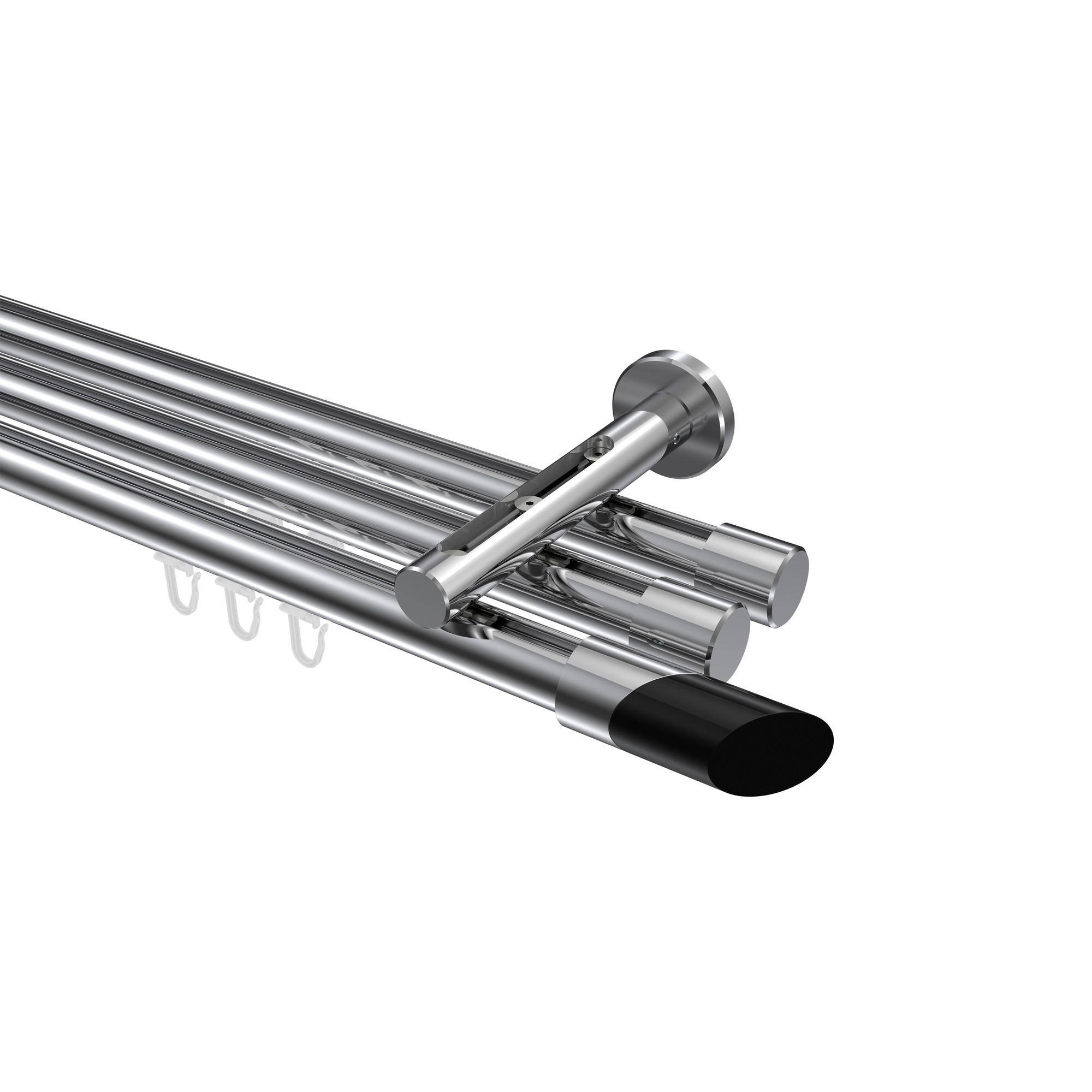Interdeco Gardinenstange Chrom, Schwarz 260 cm